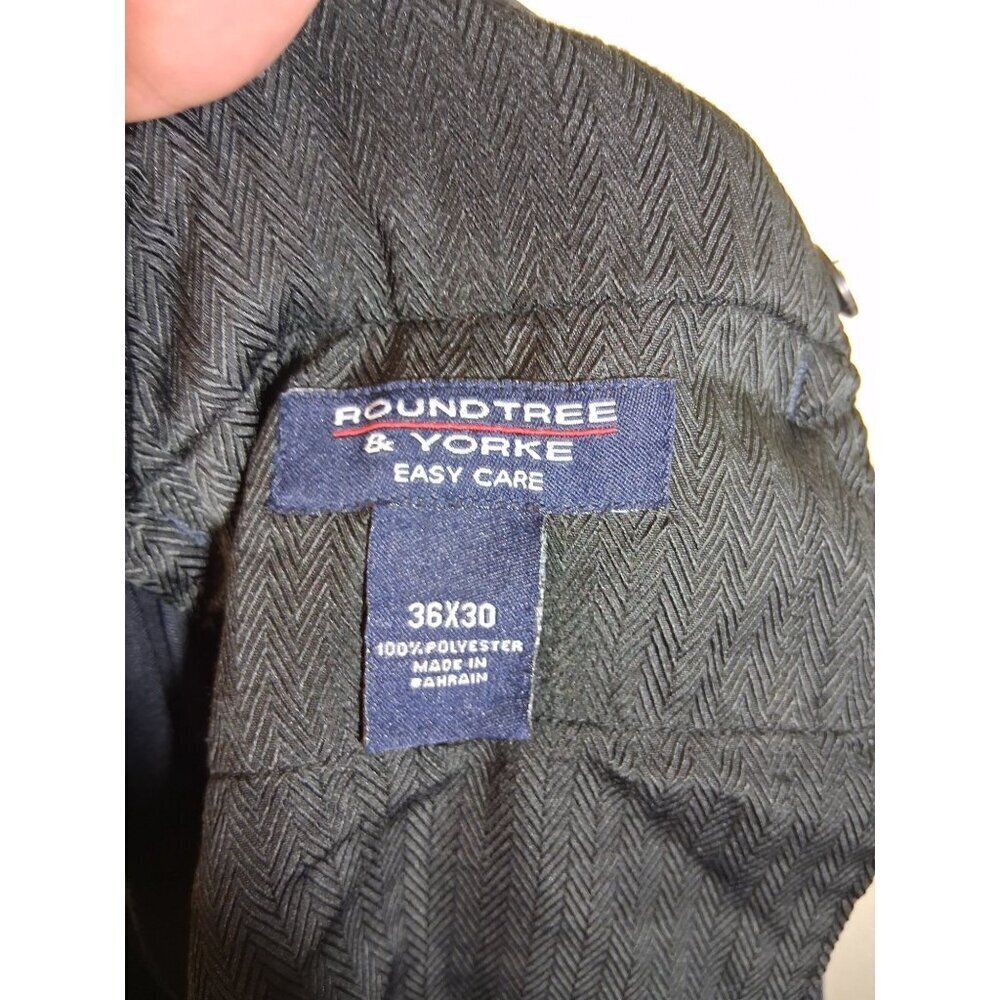 Roundtree & Yorke Dress Pants Suit Trousers Business Casual Black Men's Sz 36x30 - Picture 5 of 5